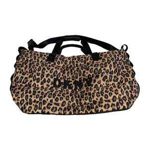 DKNY Leopard Print Quilted Weekend Duffel Bag Large Mob Wife Travel Carry on Bag